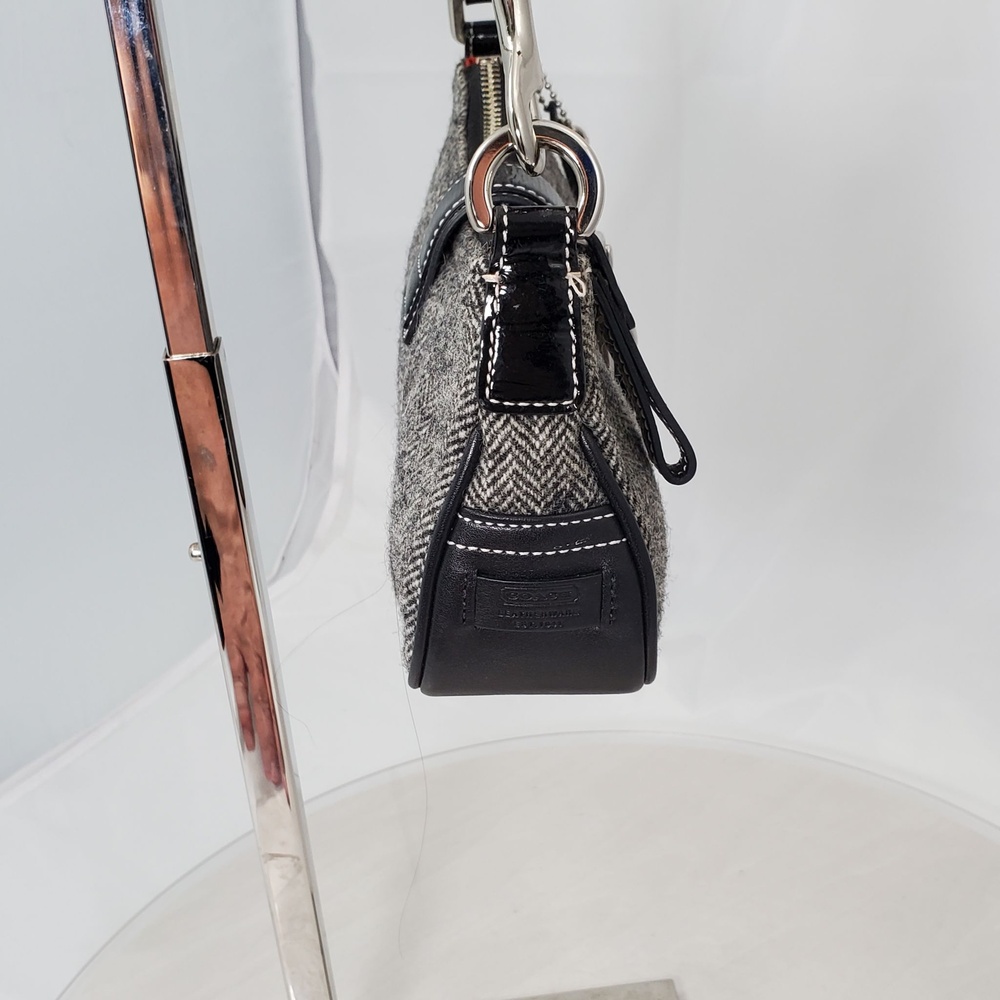 Vintage 2004 Y2K Coach Hamptons Herringbone Wool Leather Shoulder Bag Heart 1406 - Picture 14 of 16